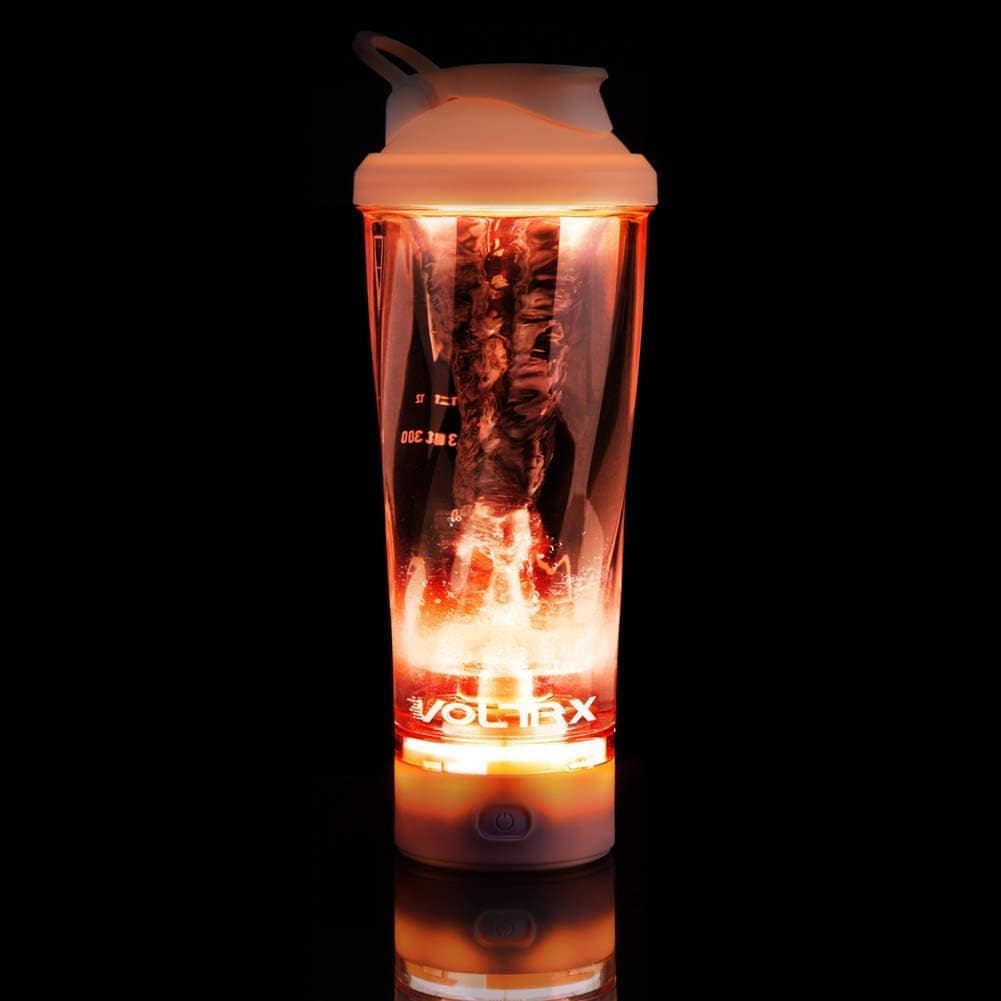 Shaker bottle with a glowing interior on a black background