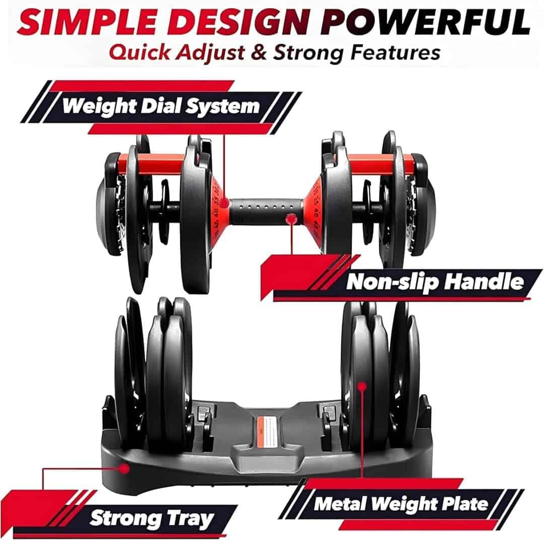 aBellz 52.5 Lb Adjustable Dumbbell – 15 Weight Settings