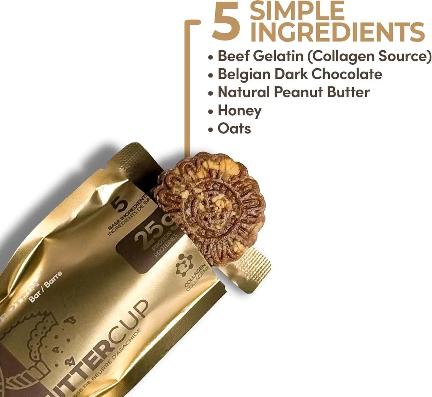 Zentein Collagen Protein Bars – 25g Protein – Peanut Butter Cup – 12 x 65g – 5 Ingredients – Made in Canada Zentein