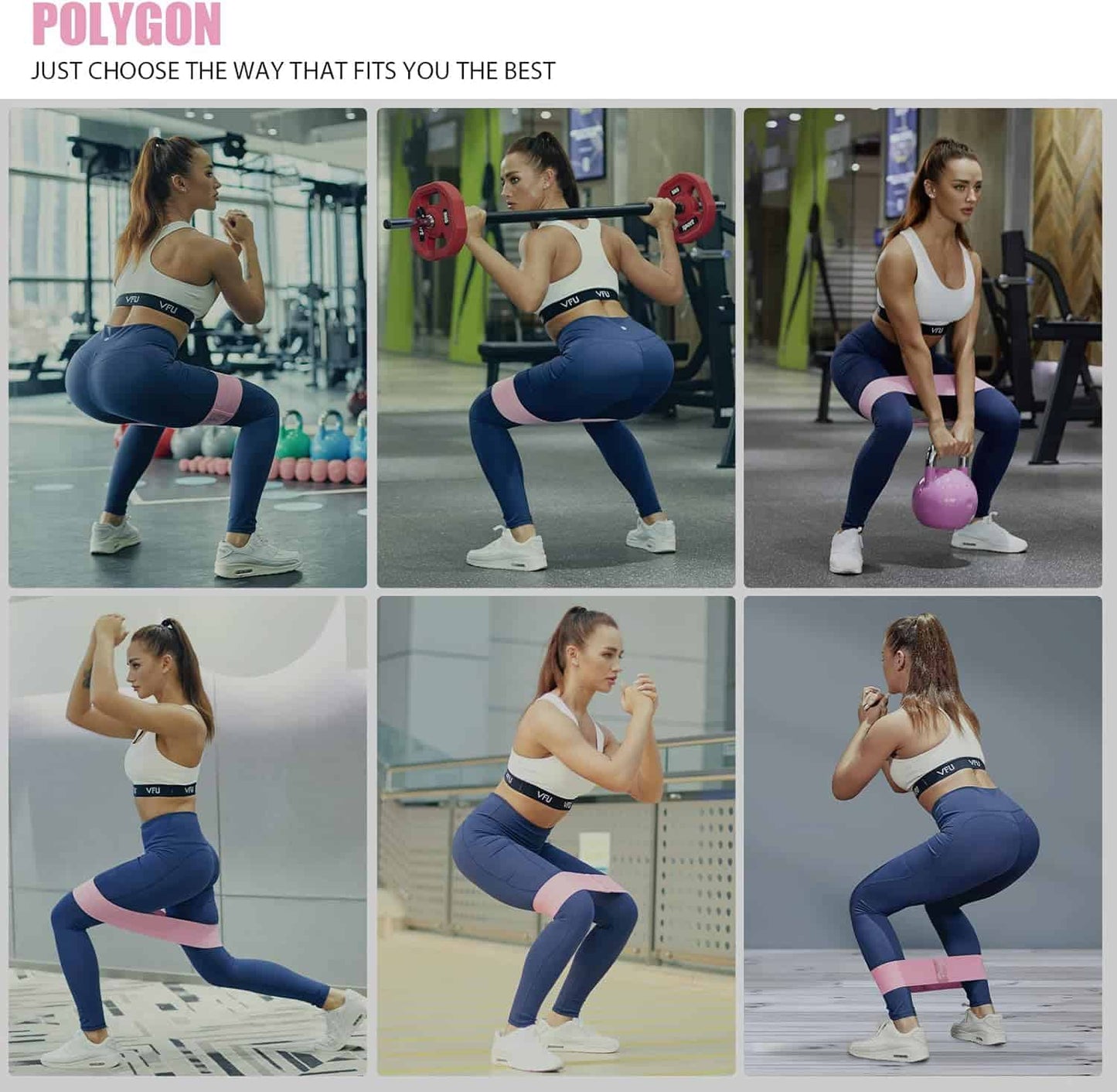 Polygon Fabric Resistance Bands – Set of 3 Non-Slip Booty Bands for Legs, Glutes & Thigh Workouts Polygon