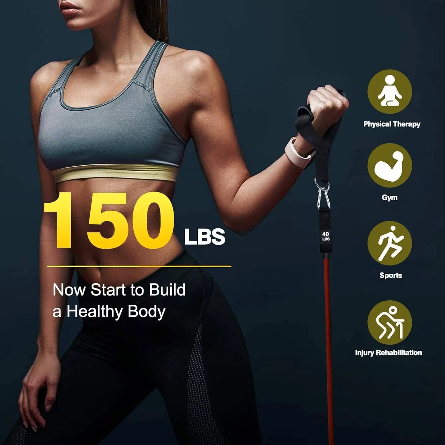 Sensyne 16PCS Resistance Bands Set – Full Body Home Workout Kit with 150 lbs Stackable Bands, Loops, Handles & More SENSYNE