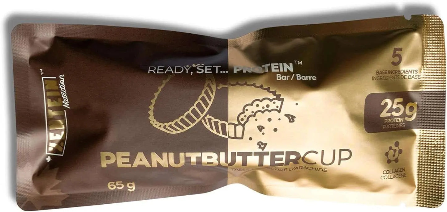 Zentein Collagen Protein Bars – 25g Protein – Peanut Butter Cup – 12 x 65g – 5 Ingredients – Made in Canada Zentein