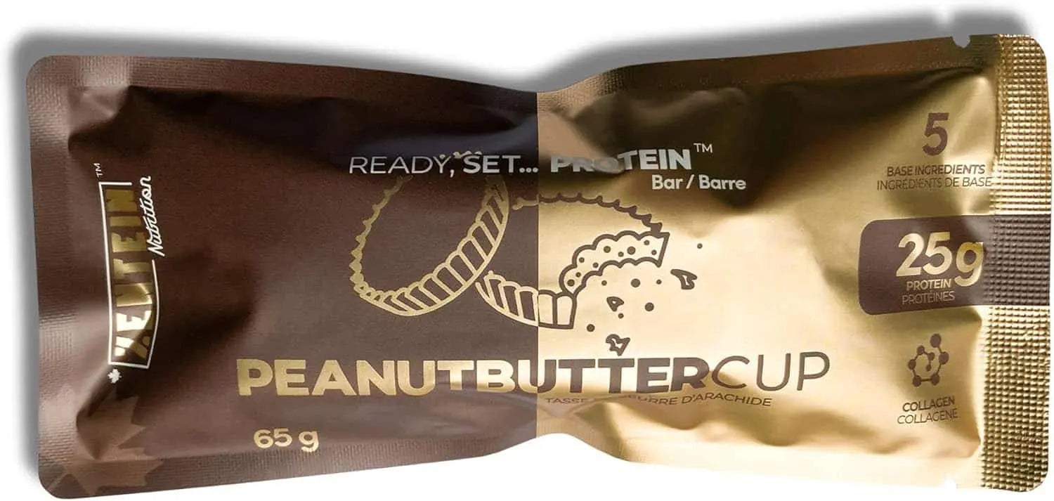 Zentein Collagen Protein Bars – 25g Protein – Peanut Butter Cup – 12 x 65g – 5 Ingredients – Made in Canada Zentein