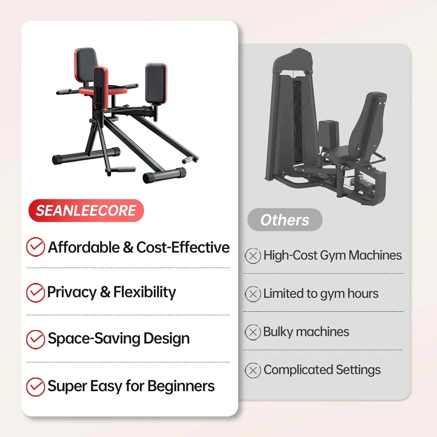 Hip Abductor Glute & Thigh Machine – Adjustable Booty Builder for Women, Compact Home Gym Equipment Seanleecore