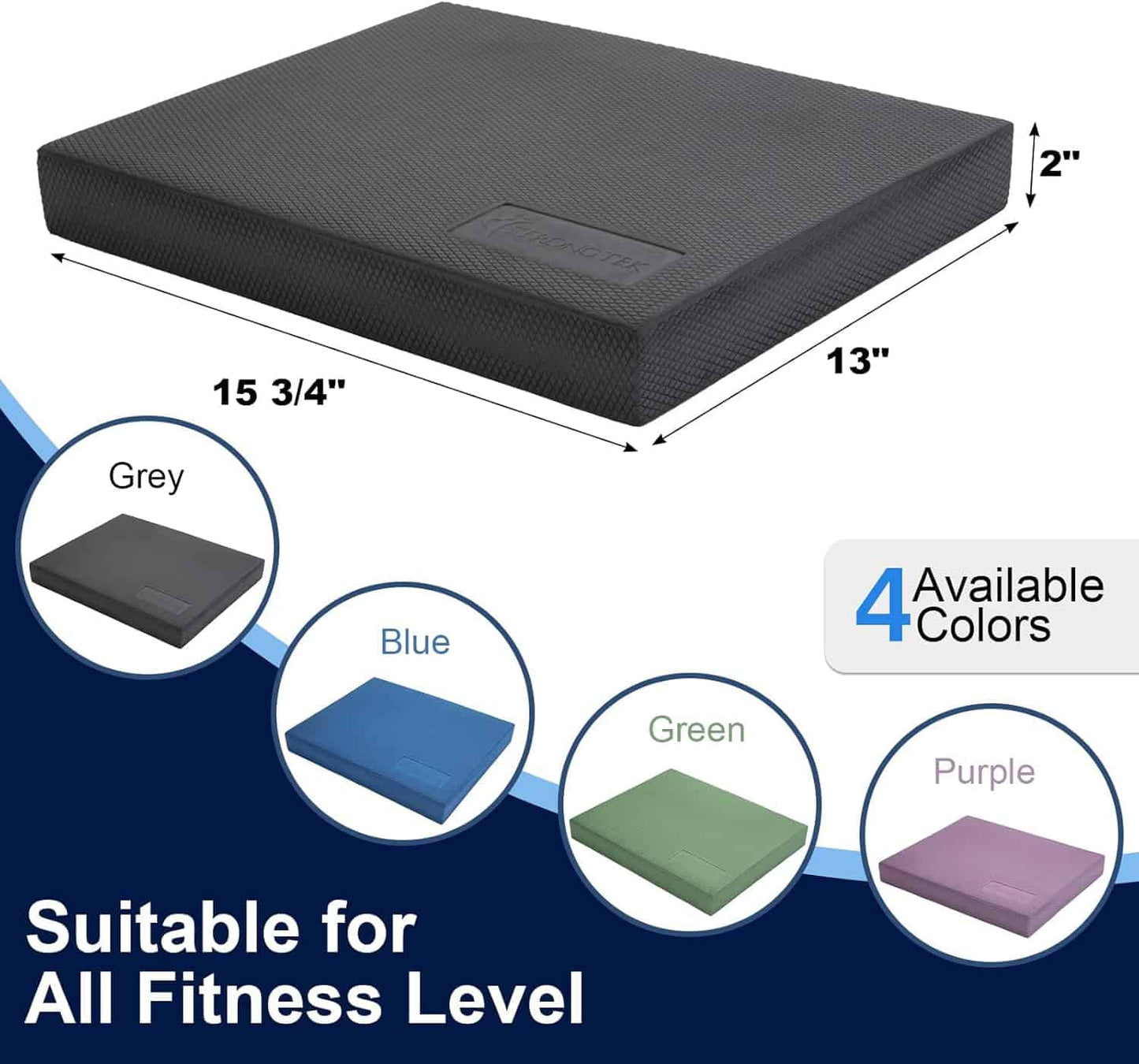 StrongTek Professional Balance Pad for Exercise – High-Density Foam Cushion for Balance Training, Physical Therapy, Yoga & Core Strength – Non-Slip, Water-Resistant Knee Pad (15.8" x 13" x 2") StrongTek