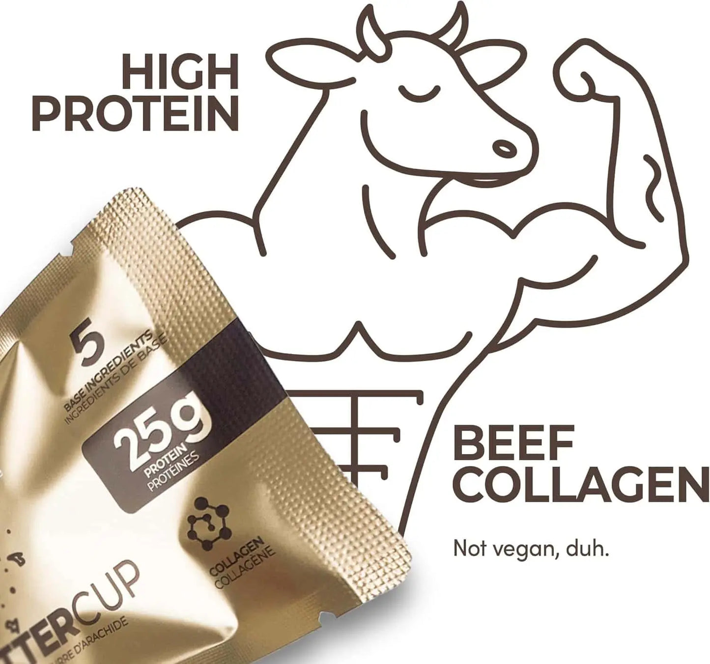 Zentein Collagen Protein Bars – 25g Protein – Peanut Butter Cup – 12 x 65g – 5 Ingredients – Made in Canada Zentein