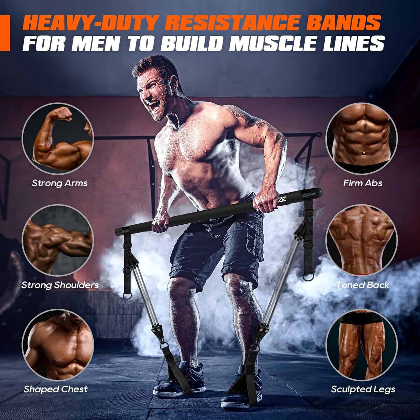 KUTIZE Heavy Duty Pilates Bar Kit – 270 lbs Resistance Bands for Strength & Full Body Training