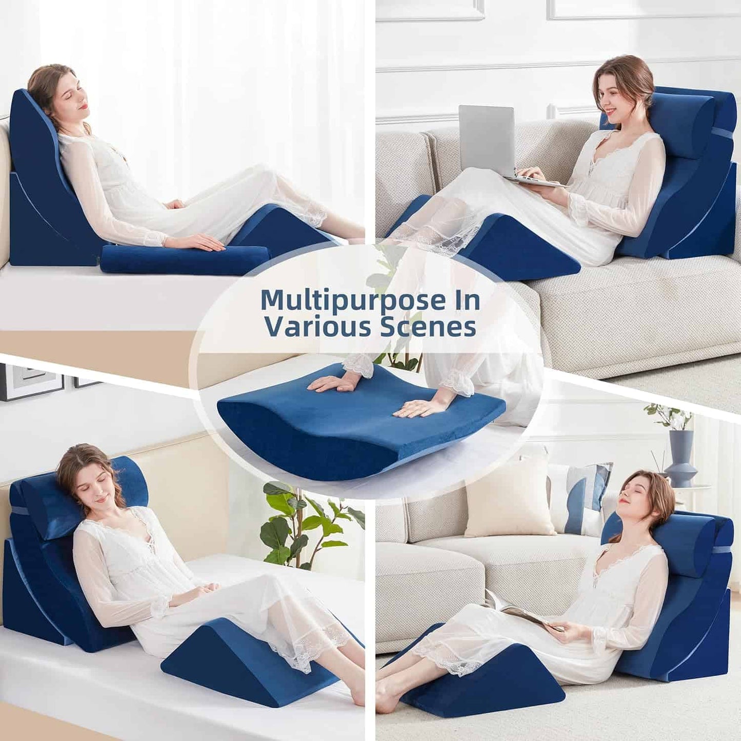 4PCS Orthopedic Bed Wedge Pillow Set – Adjustable Memory Foam for After Surgery, Acid Reflux, Rotator Cuff Recovery, Shoulder & Back Support A2ZCOMFY