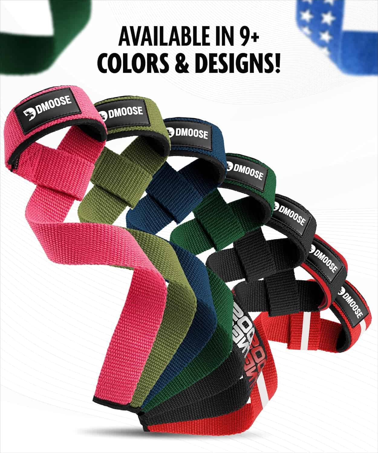 DMoose Weightlifting Wrist Straps – Neoprene-Padded Deadlift Straps with Silicone Grip DMoose