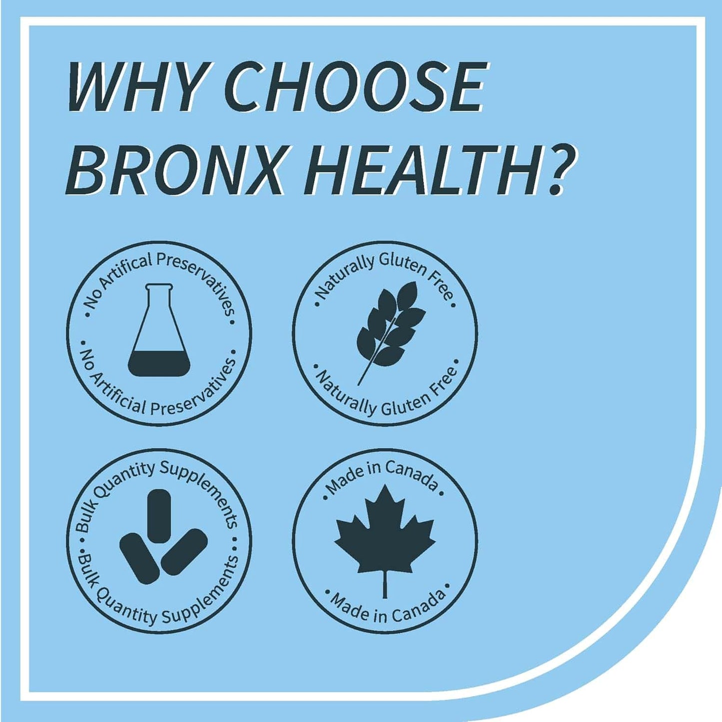 Promotional graphic for Bronx Health with icons and text on a blue background