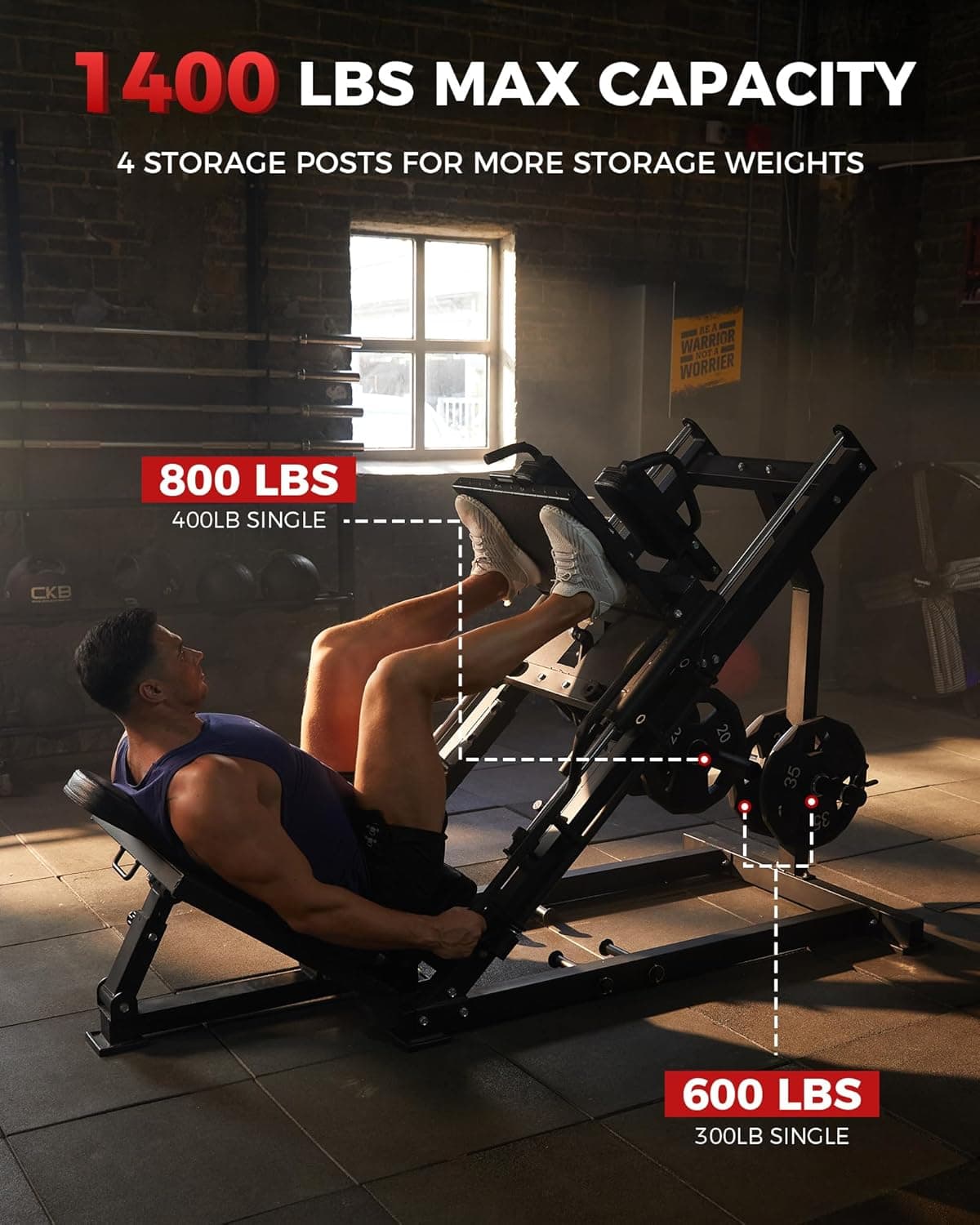 2-in-1 Leg Press Hack Squat Machine Combo – 1500 LB Adjustable Heavy-Duty Lower Body Workout Equipment with Linear Bearings for Home Gym ActiveTrail