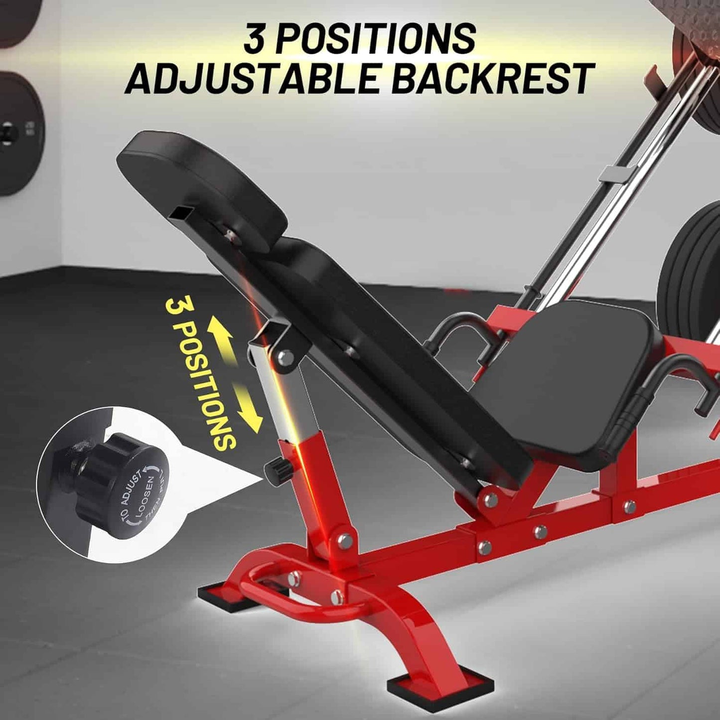Gym bench with adjustable backrest in a gym setting