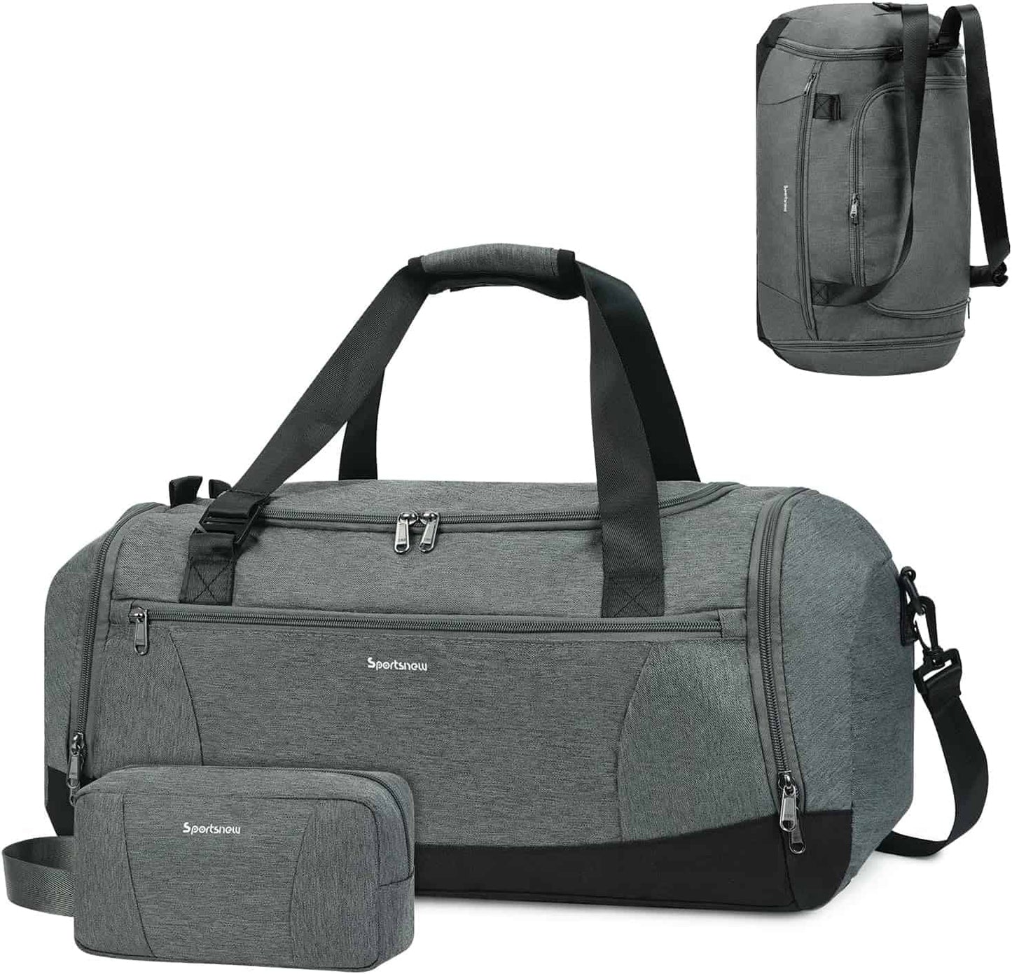 Gym Duffle Bag for Men & Women – 43L Sports Travel Backpack with Shoe Compartment, Wet Pocket & Bonus Toiletry Bag – Carry-On Weekender Overnight Bag Sportsnew