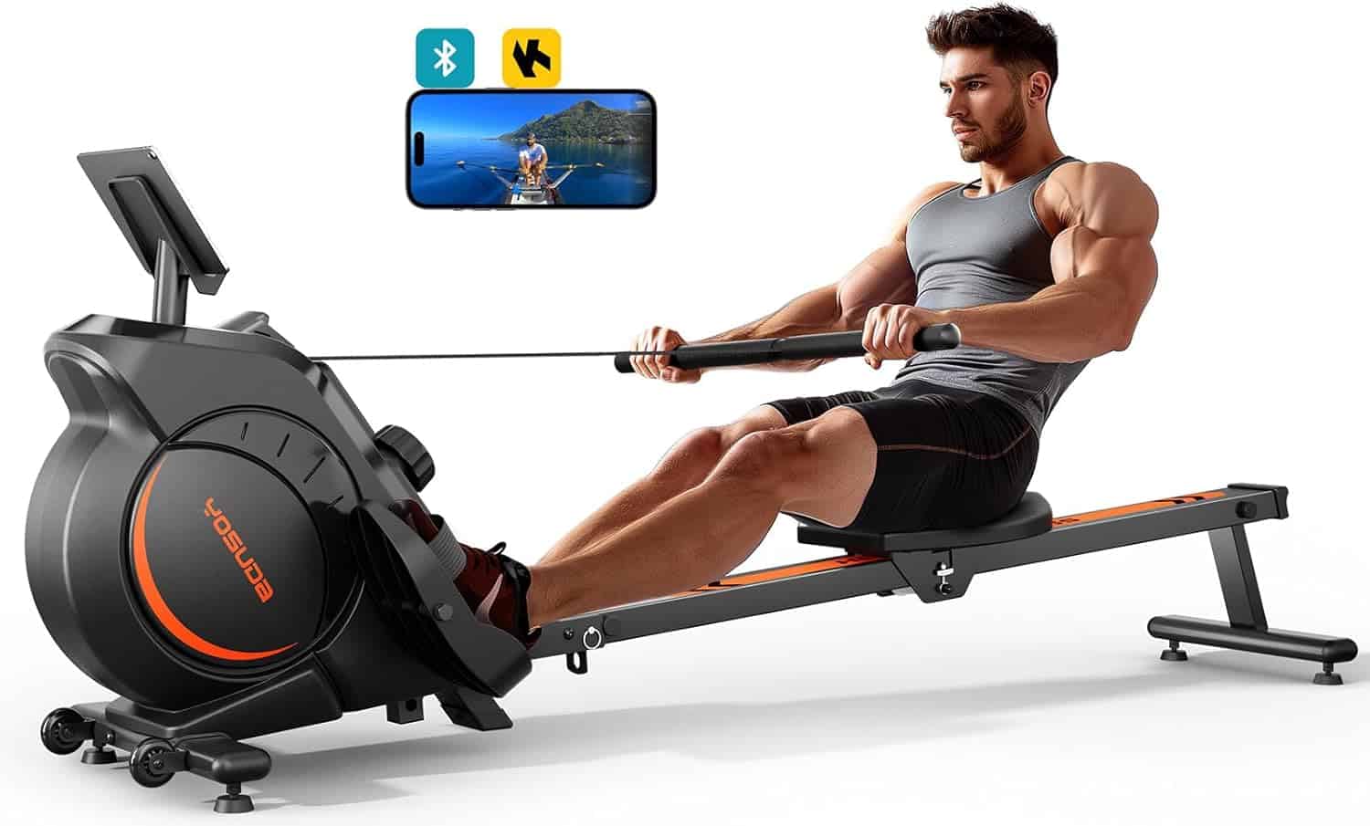 Compact foldable rowing machine for space-saving home gym setup