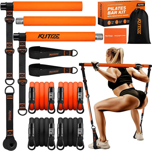 Portable Pilates Bar Kit with Resistance Bands – Adjustable Full Body Home Workout Equipment FitCore Supply