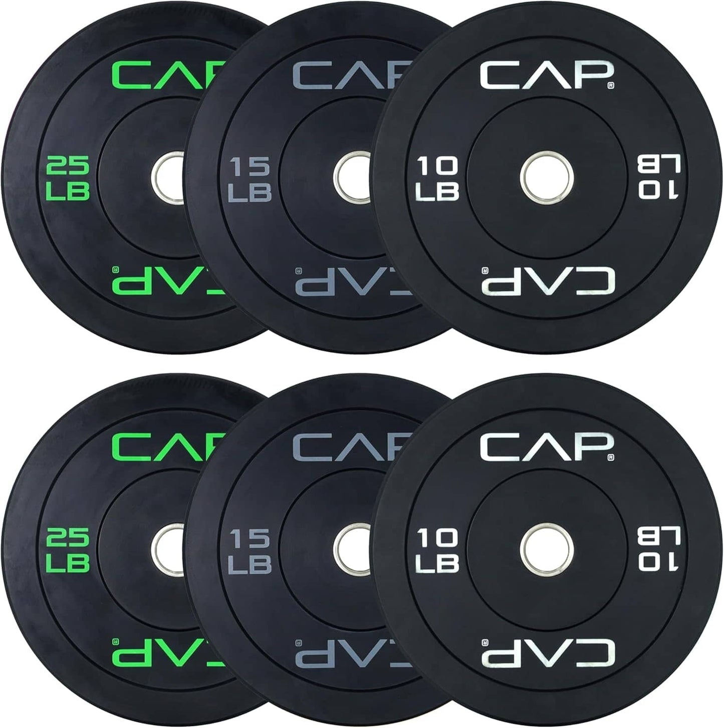 CAP Barbell 2-Inch Olympic Bumper Plate Weight Set – Available in 100lbs, 160lbs, 190lbs & 260lbs Options CAP Barbell