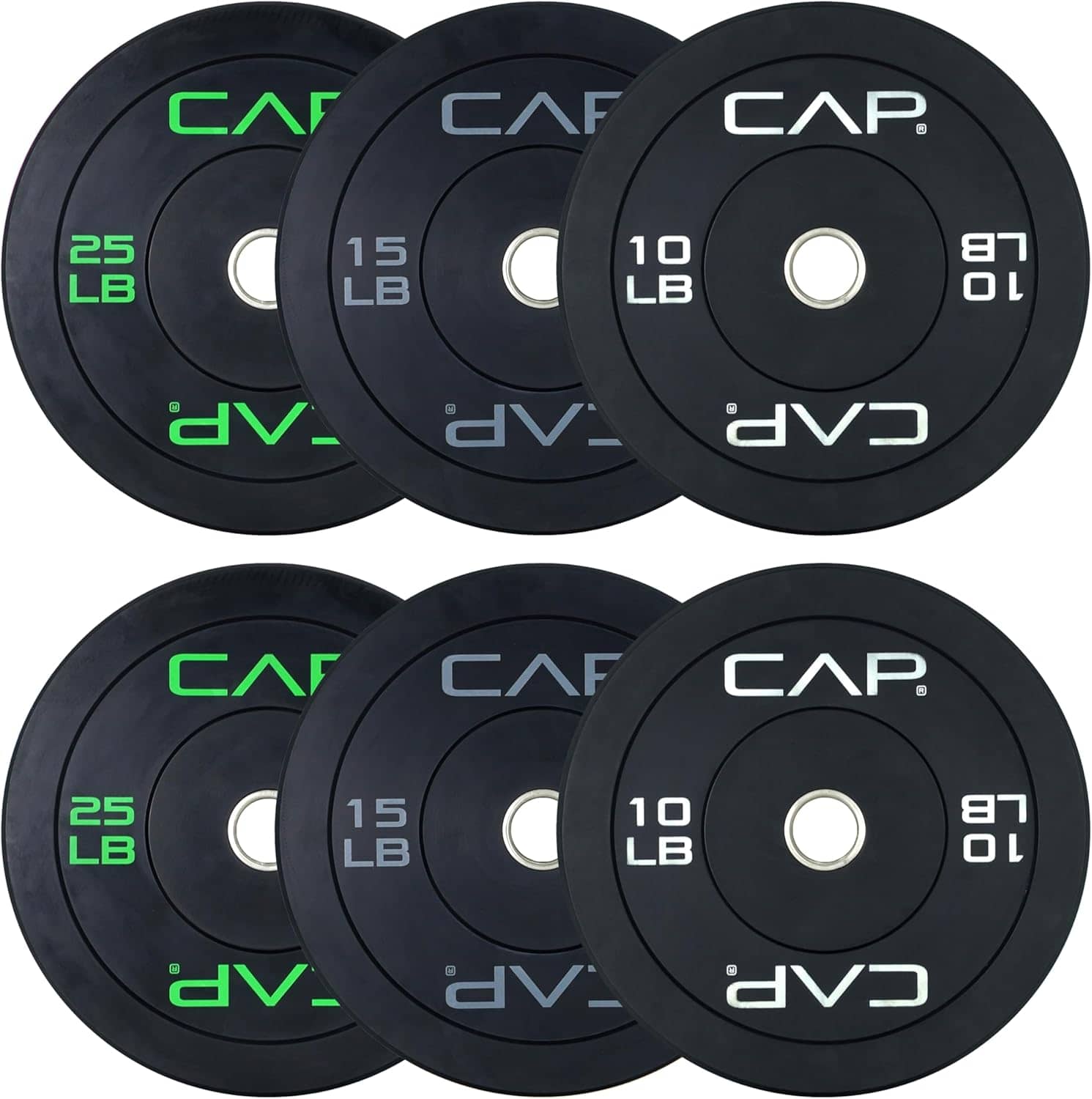 CAP Barbell 2-Inch Olympic Bumper Plate Weight Set – Available in 100lbs, 160lbs, 190lbs & 260lbs Options CAP Barbell