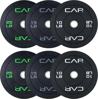 CAP Barbell 2-Inch Olympic Bumper Plate Weight Set – Available in 100lbs, 160lbs, 190lbs & 260lbs Options CAP Barbell