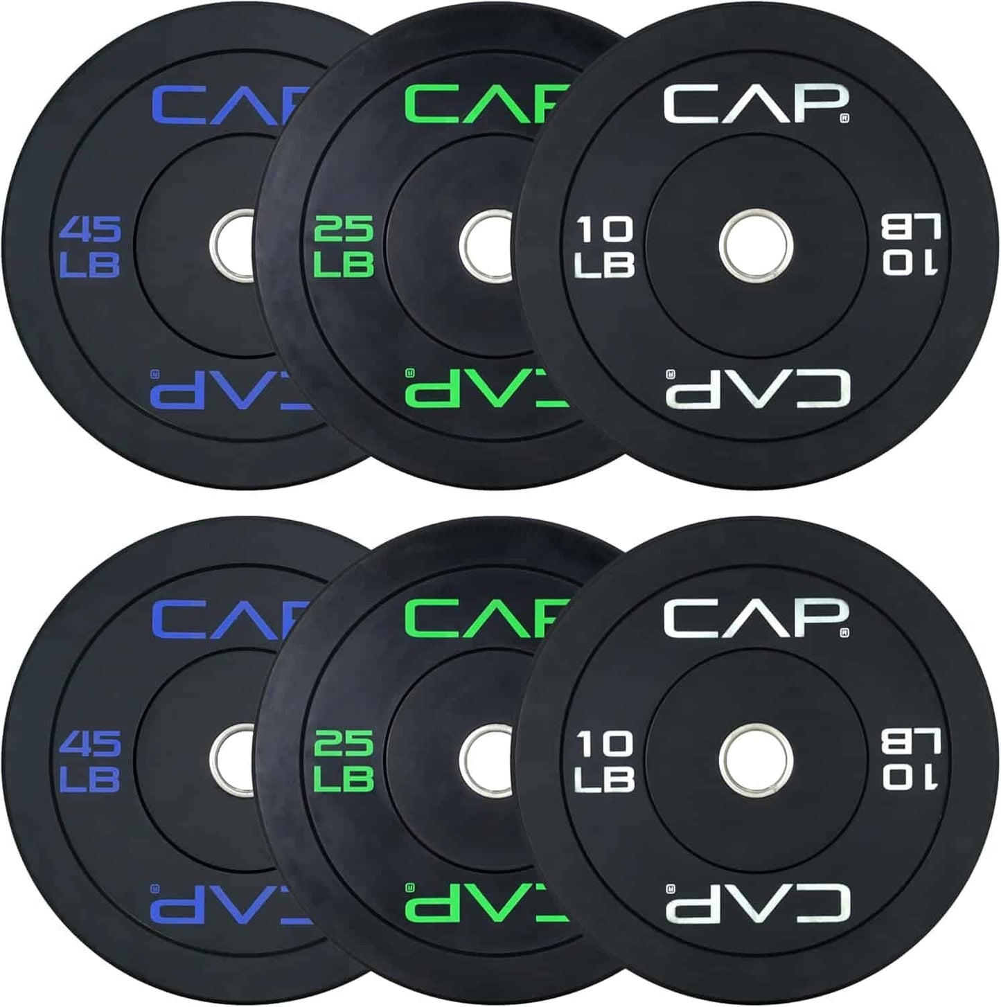 CAP Barbell 2-Inch Olympic Bumper Plate Weight Set – Available in 100lbs, 160lbs, 190lbs & 260lbs Options CAP Barbell