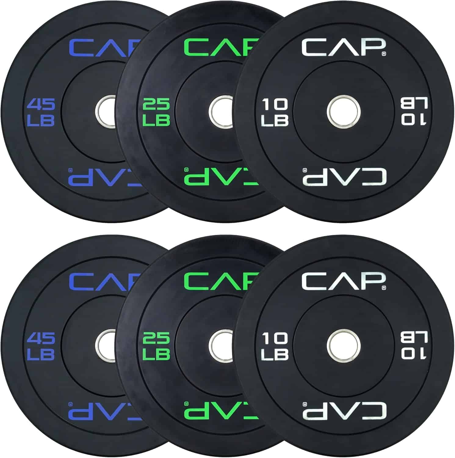 CAP Barbell 2-Inch Olympic Bumper Plate Weight Set – Available in 100lbs, 160lbs, 190lbs & 260lbs Options CAP Barbell