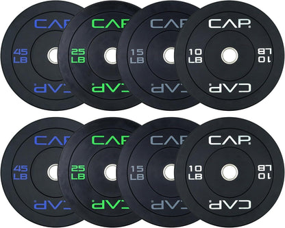 CAP Barbell 2-Inch Olympic Bumper Plate Weight Set – Available in 100lbs, 160lbs, 190lbs & 260lbs Options CAP Barbell