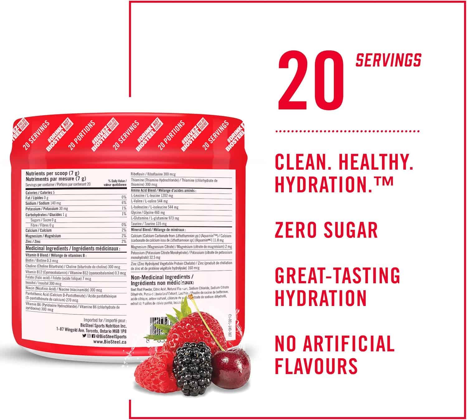 BioSteel Hydration Mix – Mixed Berry, Zero Sugar, Clean Electrolytes