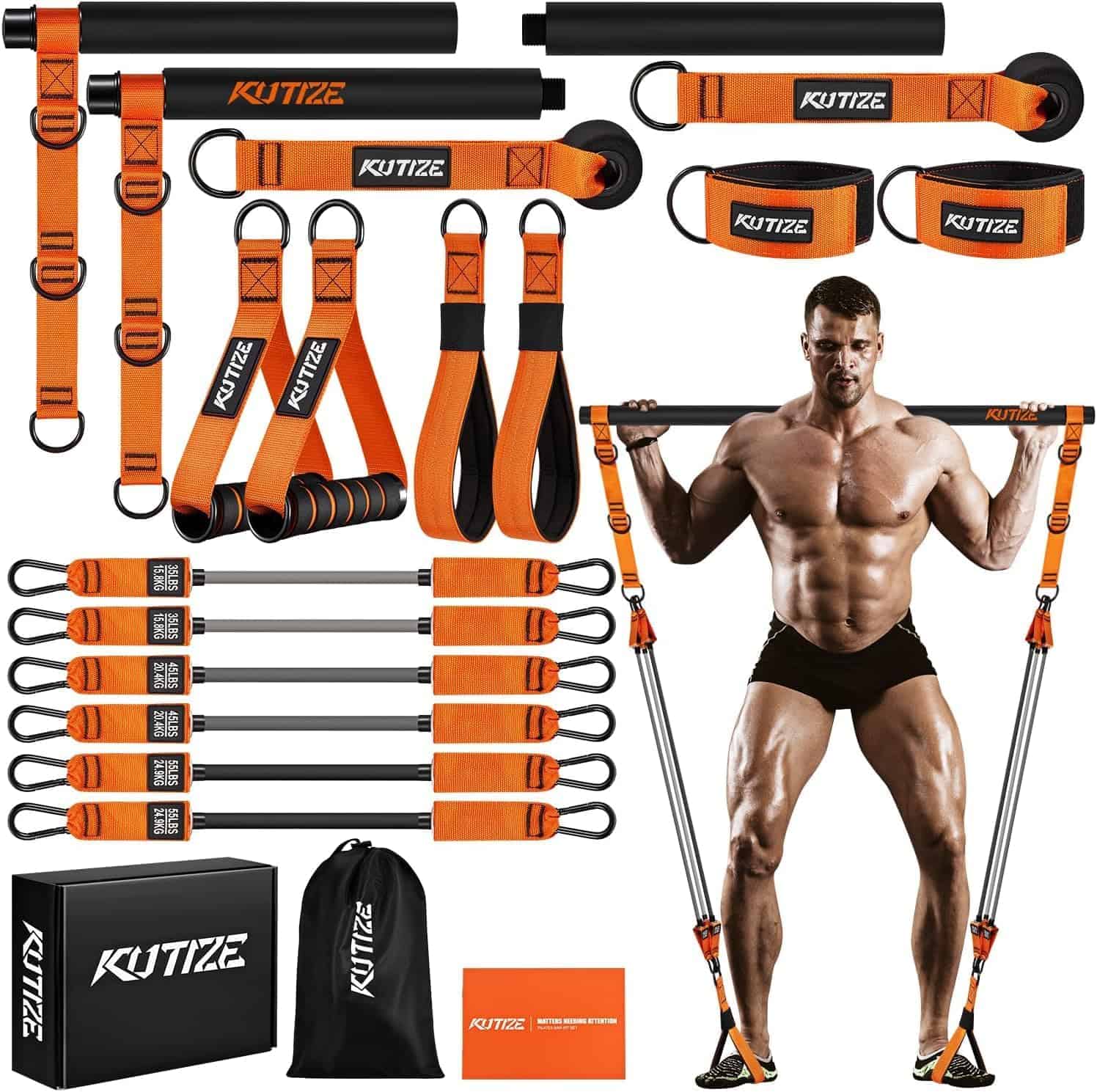 KUTIZE Heavy Duty Pilates Bar Kit – 270 lbs Resistance Bands for Strength & Full Body Training