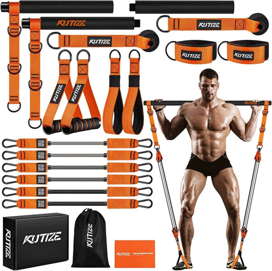 KUTIZE Heavy Duty Pilates Bar Kit – 270 lbs Resistance Bands for Strength & Full Body Training