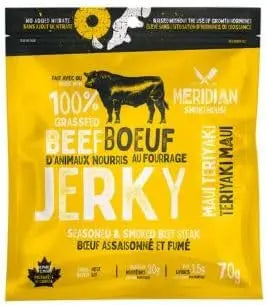 Meridian Smokehouse Grass-Fed Beef Jerky – Variety Pack of 6, Made in Canada – 3 Flavours: Sweet Heat, Maui Teriyaki & Traditional – High Protein, Gluten-Free Snack Meridian Smokehouse