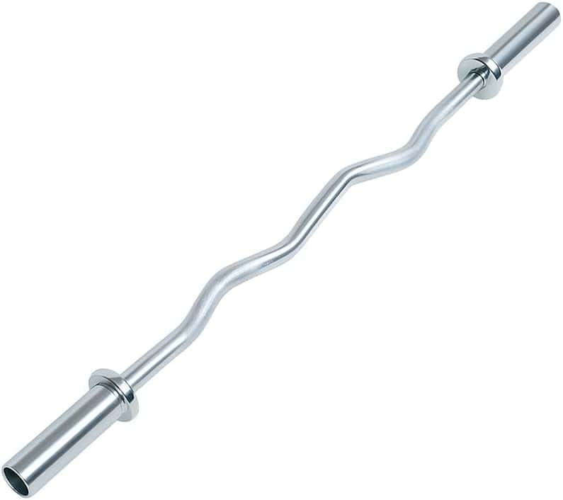 Chrome curl bar on a white background