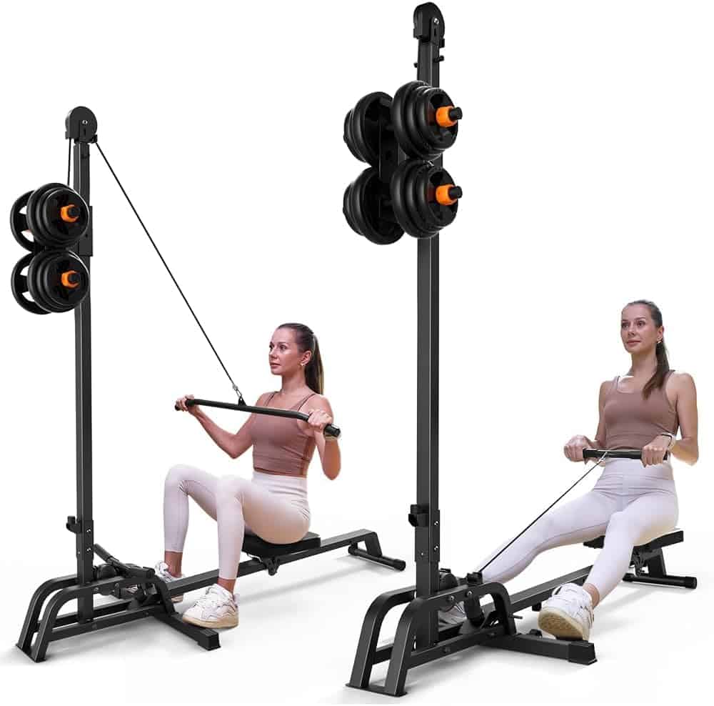 ONETWOFIT 2-in-1 Rowing Machine with LAT Pull Down – Compact, Foldable Rowing Machine for Home Gym, 300 lbs Capacity ONETWOFIT