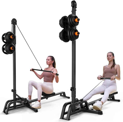 ONETWOFIT 2-in-1 Rowing Machine with LAT Pull Down – Compact, Foldable Rowing Machine for Home Gym, 300 lbs Capacity ONETWOFIT