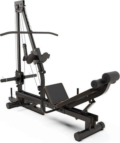Synergee Leg Press Machine with Lat Pull Down – Full Body Home Gym Equipment for Glutes, Quads, Hamstrings – 400 lb Weight Capacity – Compatible with 1" & 2" Plates Synergee