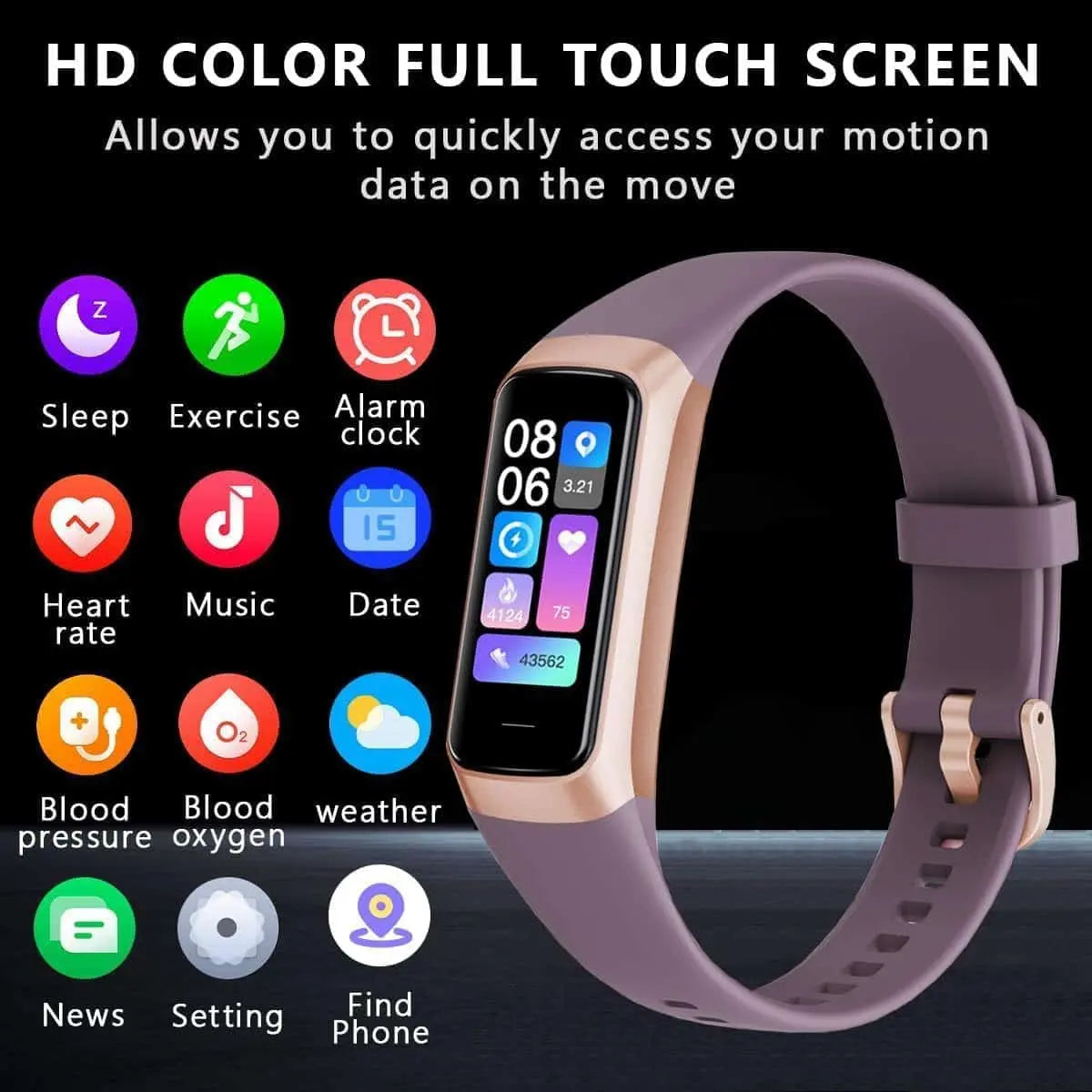 Aukire Fitness Tracker with 24/7 Heart Rate, Blood Oxygen Monitor, Sleep Tracking, 1.1" AMOLED Screen, IP68 Waterproof Smart Watch for Women & Men