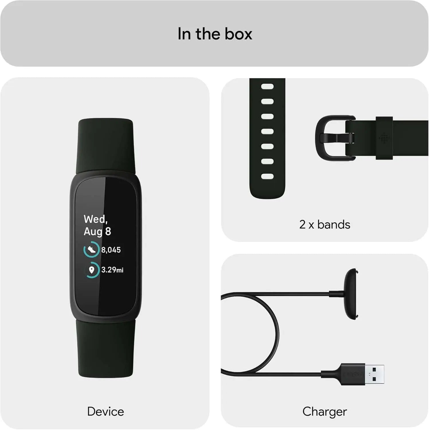 Google Fitbit Inspire 3 Health & Fitness Tracker – Stress Management, Heart Rate, Sleep & Activity Monitoring – Midnight Zen/Black (S & L Bands Included) Fitbit