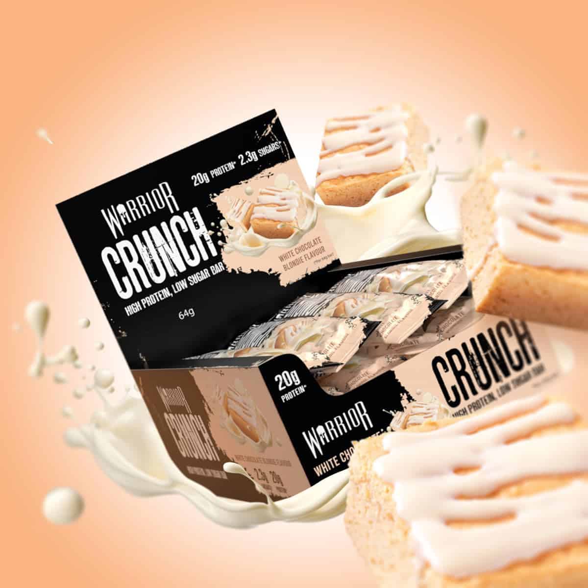Warrior Crunch High Protein Bars – 20g Protein – Low Carb, Low Sugar – 12 x 64g