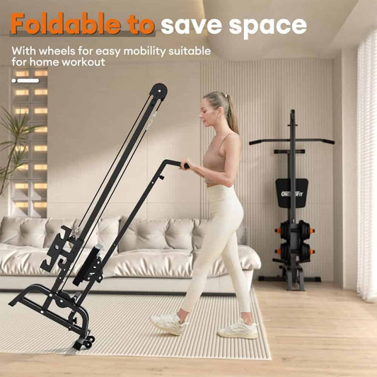 ONETWOFIT 2-in-1 Rowing Machine with LAT Pull Down – Compact, Foldable Rowing Machine for Home Gym, 300 lbs Capacity ONETWOFIT