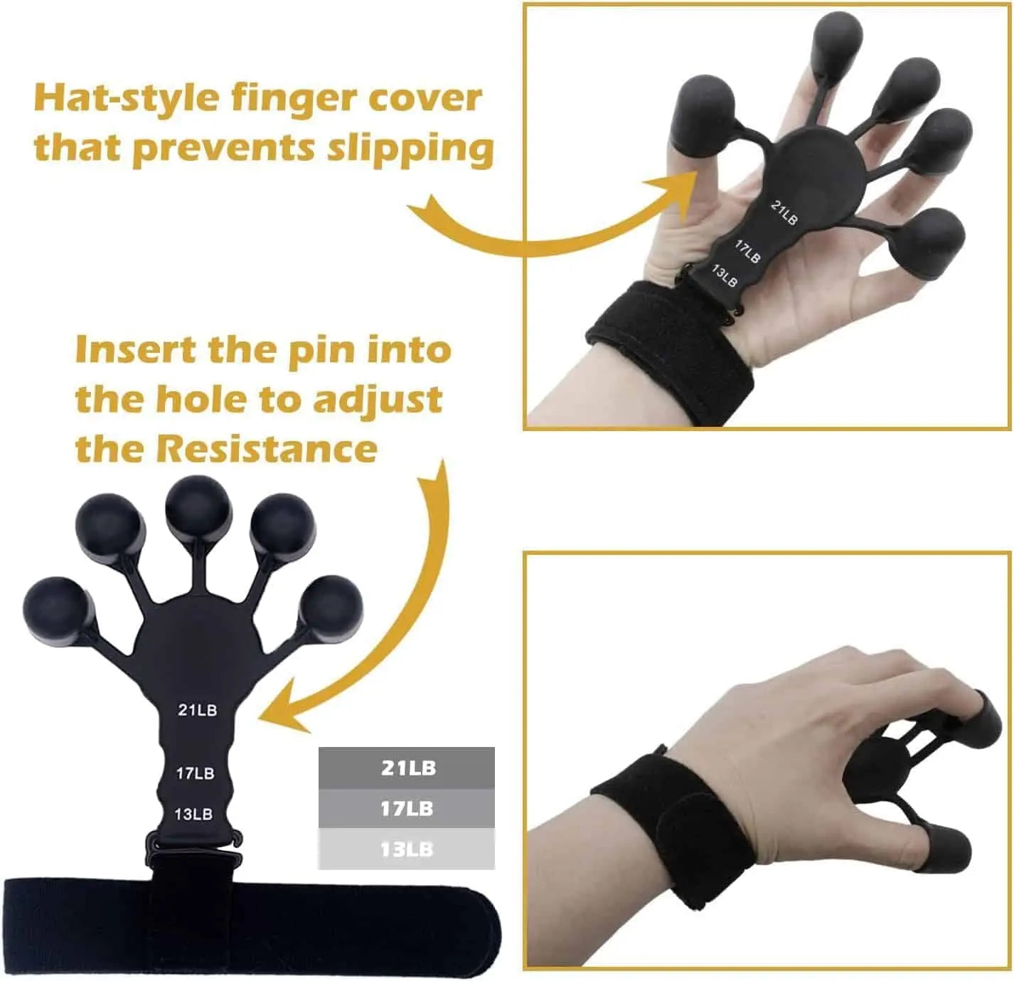 6-Pack Finger Strengthener & Grip Trainer Kit – Adjustable Hand Grip, Forearm Strengthener, Stress Relief Ball & Grip Rings for Home Workout, Muscle Training & Rehabilitation FitCore Supply