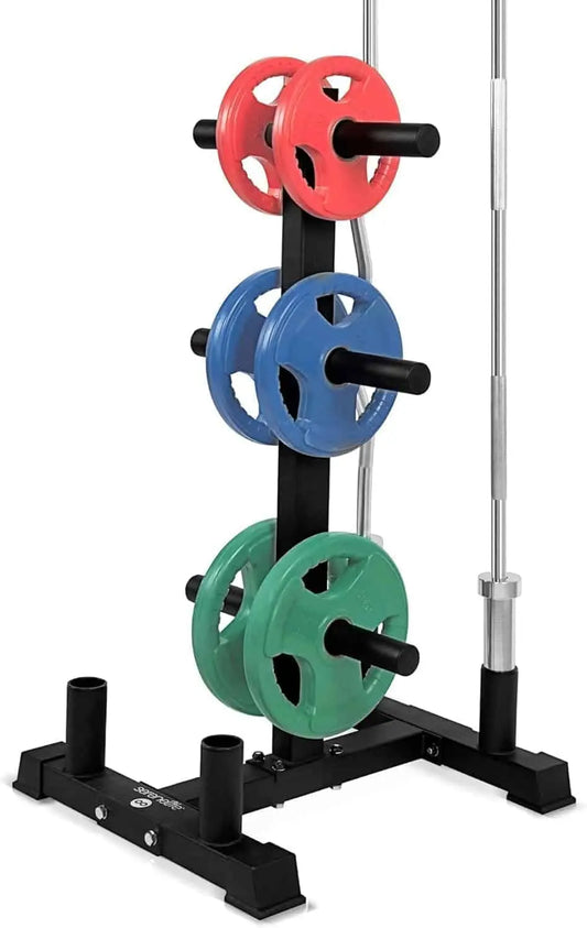 SereneLife Olympic Weight Plate Rack – 2-in-1 Barbell & Plate Holder (800 lb Capacity) SereneLife