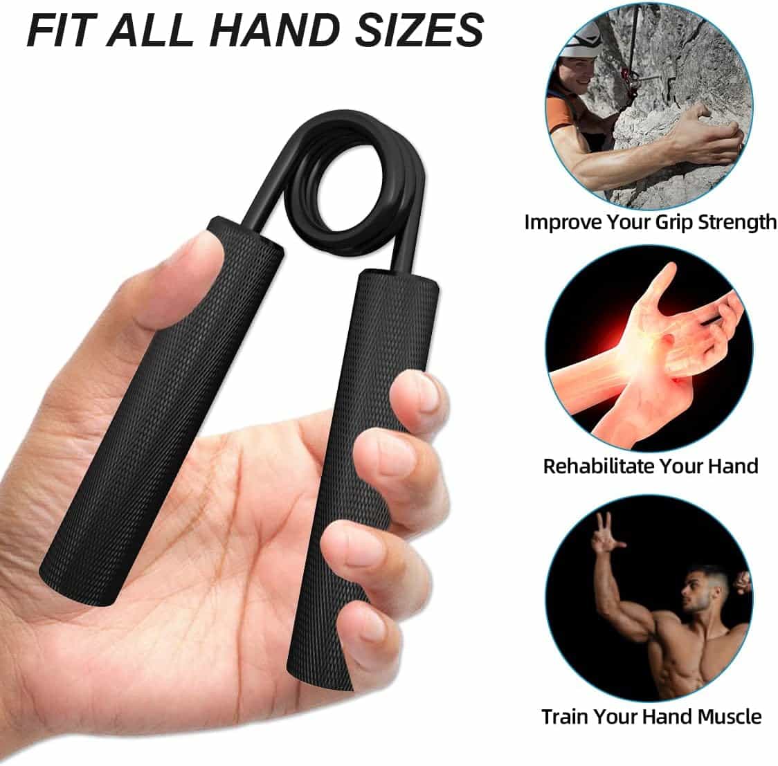 Heavy-Duty Grip Strength Trainer 6-Pack – Adjustable Hand Grip Strengthener Set (50-300 lbs) FitCore Supply
