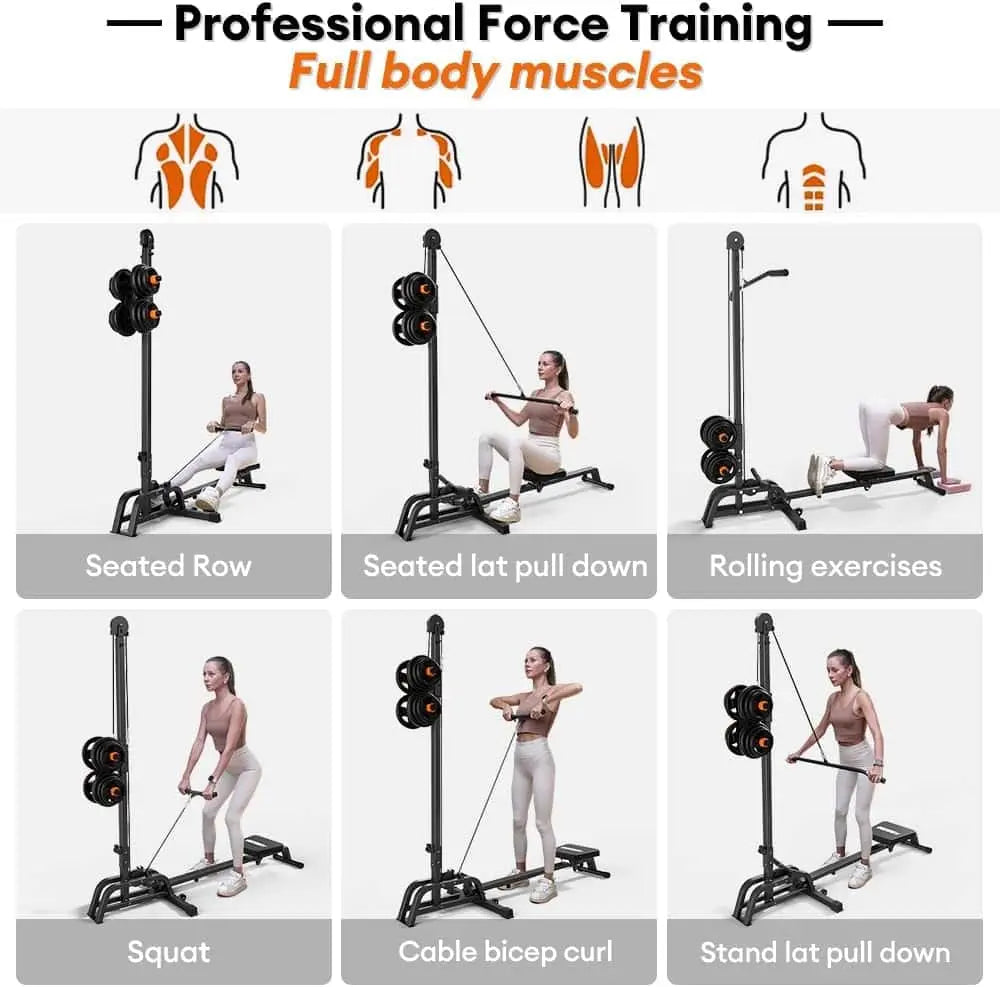 ONETWOFIT 2-in-1 Rowing Machine with LAT Pull Down – Compact, Foldable Rowing Machine for Home Gym, 300 lbs Capacity ONETWOFIT