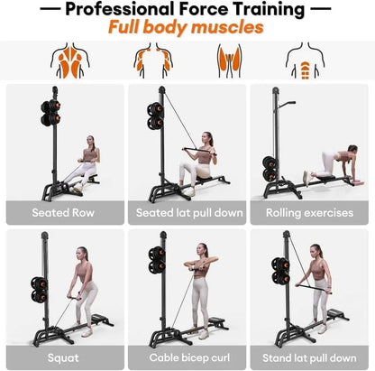 ONETWOFIT 2-in-1 Rowing Machine with LAT Pull Down – Compact, Foldable Rowing Machine for Home Gym, 300 lbs Capacity ONETWOFIT