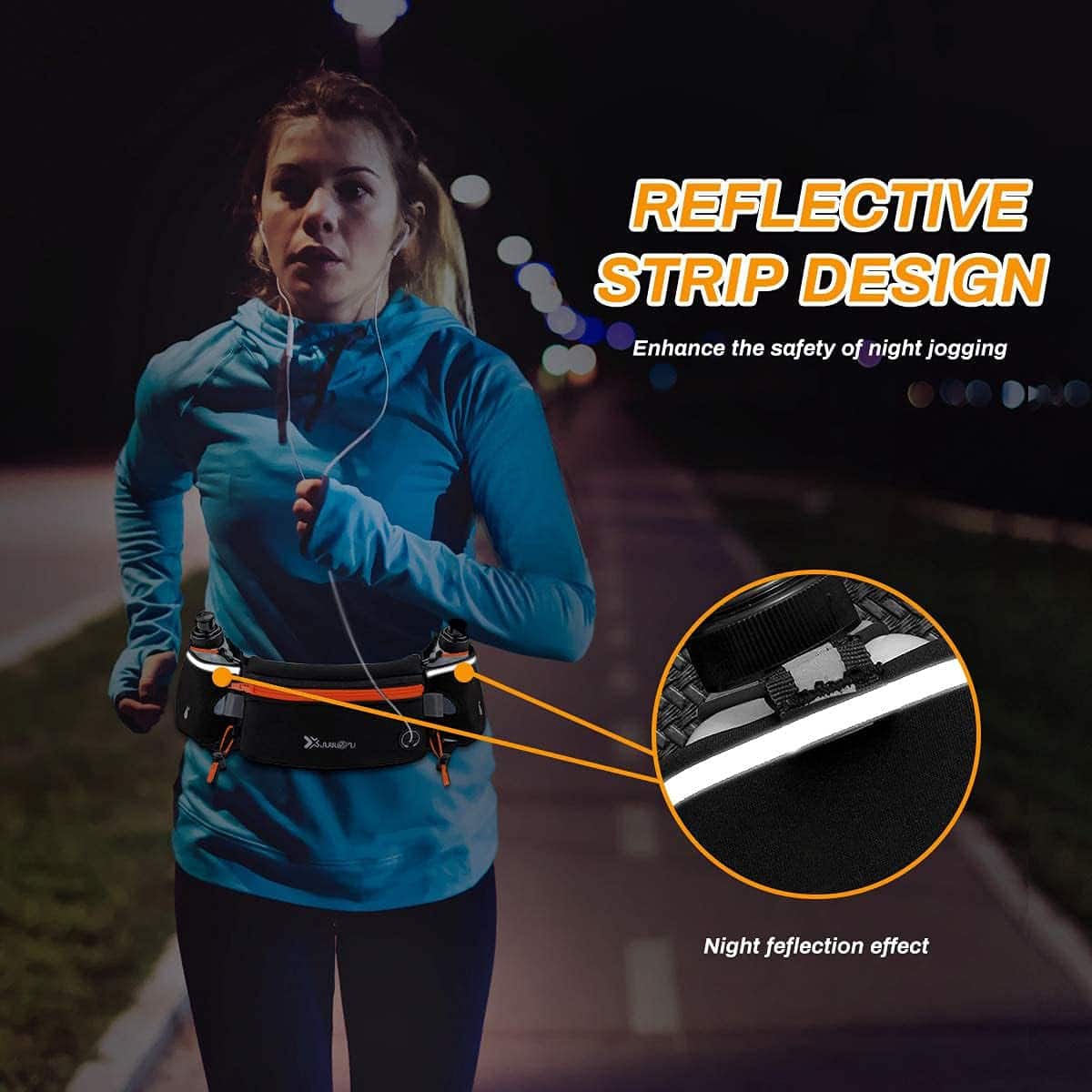 Number-One Running Belt with 2 Water Bottles – Waterproof Hydration Waist Pack with Adjustable Fit for Running, Hiking, Cycling, Marathon (iPhone-Compatible) Number-one