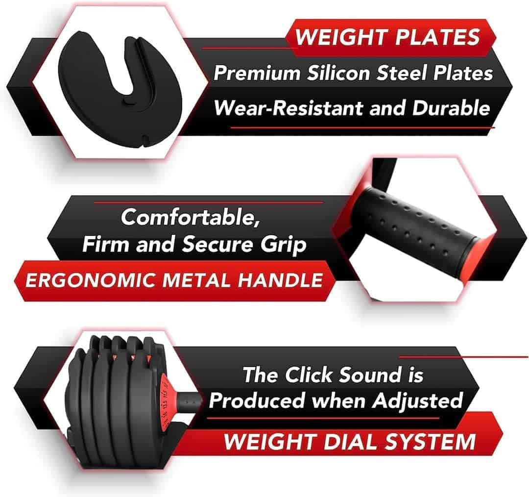 52.5 lb Adjustable Dumbbell – 15-in-1 Weight Settings, Dial System, Compact & Space-Saving Design aBellz