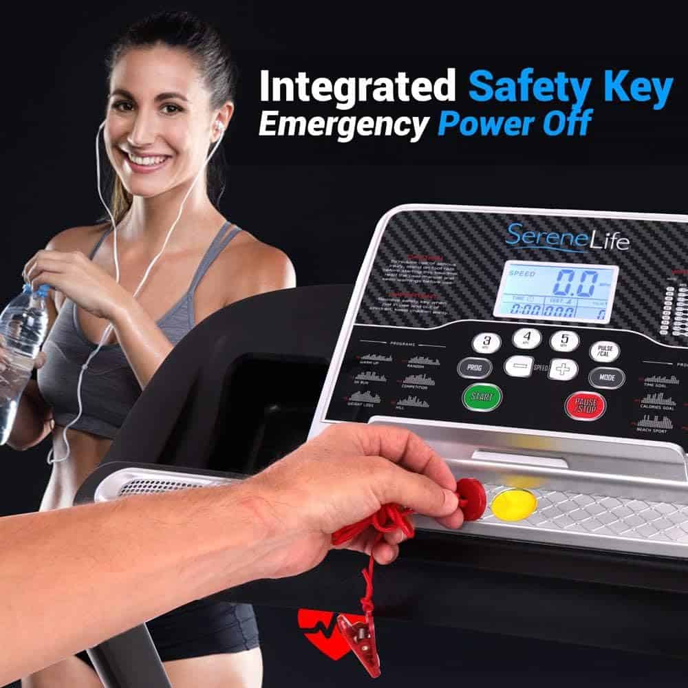 SereneLife Smart Folding Treadmill – 16 Preset Programs, Bluetooth, Incline, 7.5 MPH, Compact Home Gym SereneLife