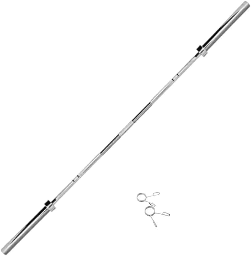 Barbell with two clamps on a white background