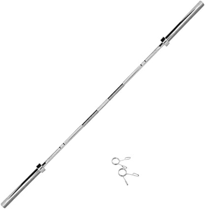Barbell with two clamps on a white background