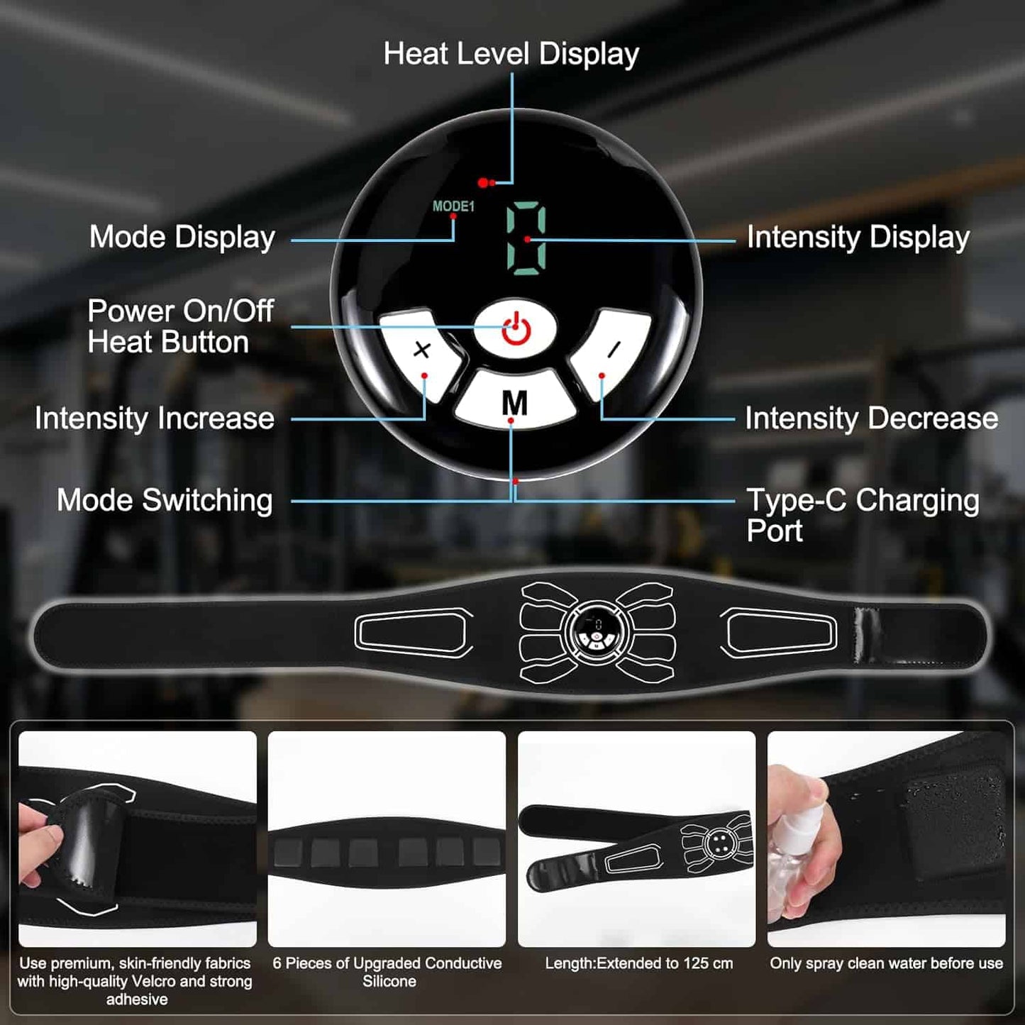 Autagpen EMS Abs Muscle Stimulator Belt – Heated TENS Ab Trainer for Men & Women – 8 Modes, 19 Intensity Levels, Portable & Wearable Toning Device