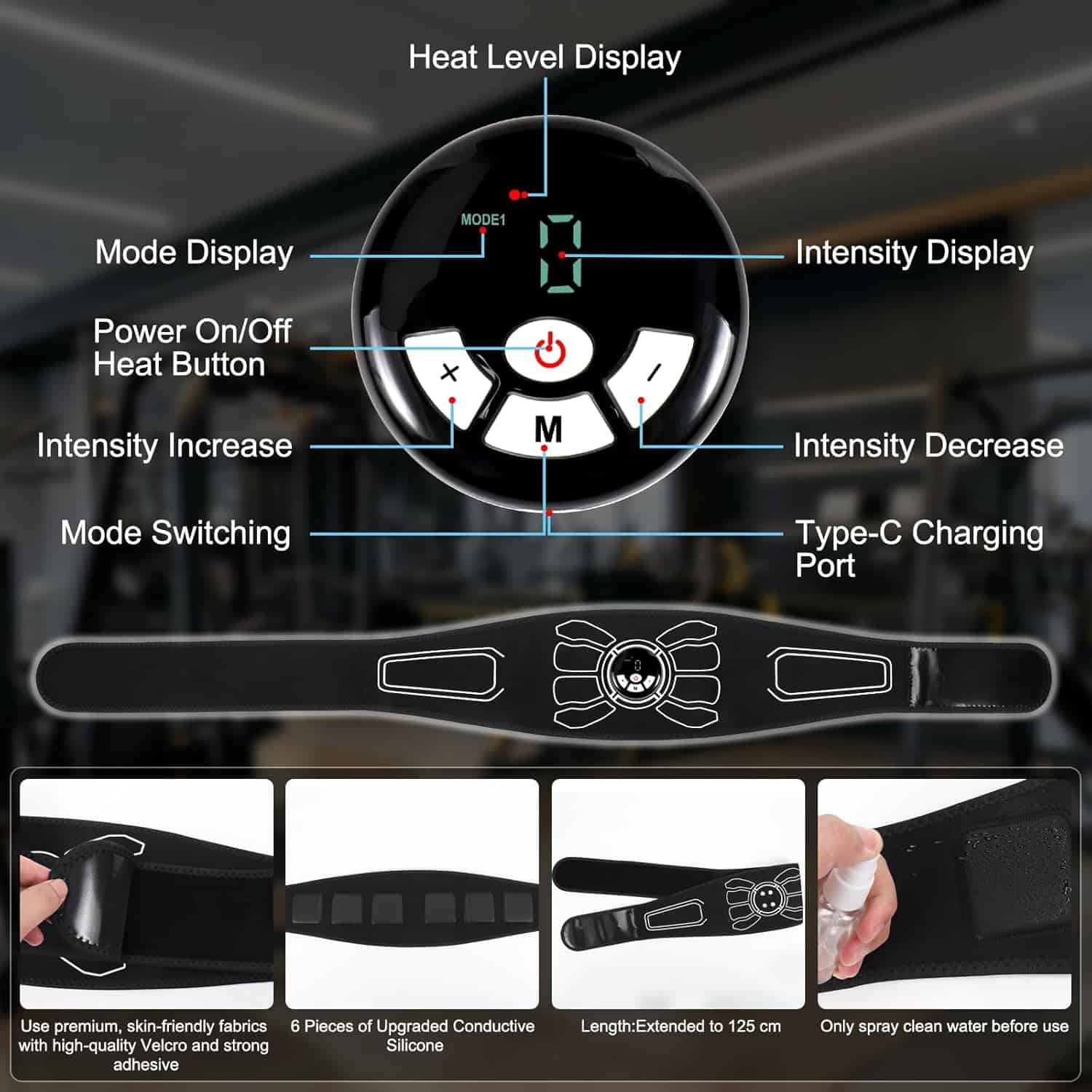 Autagpen EMS Abs Muscle Stimulator Belt – Heated TENS Ab Trainer for Men & Women – 8 Modes, 19 Intensity Levels, Portable & Wearable Toning Device