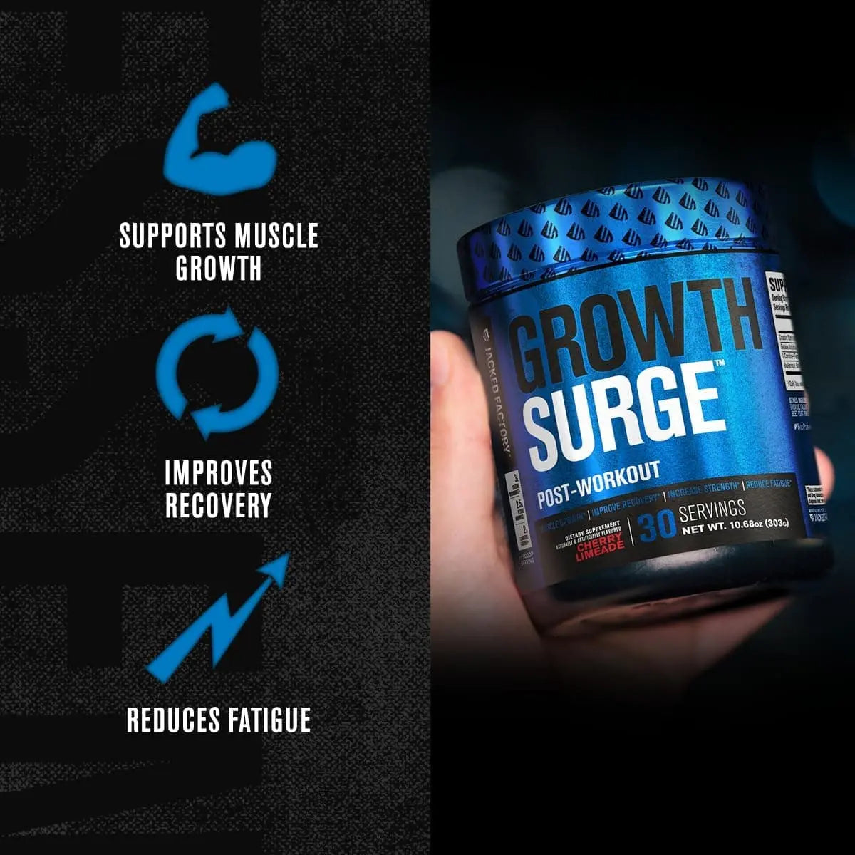 Growth Surge Post-Workout Recovery – Creatine & Muscle Builder (30 Servings, Blueberry Lemonade)
